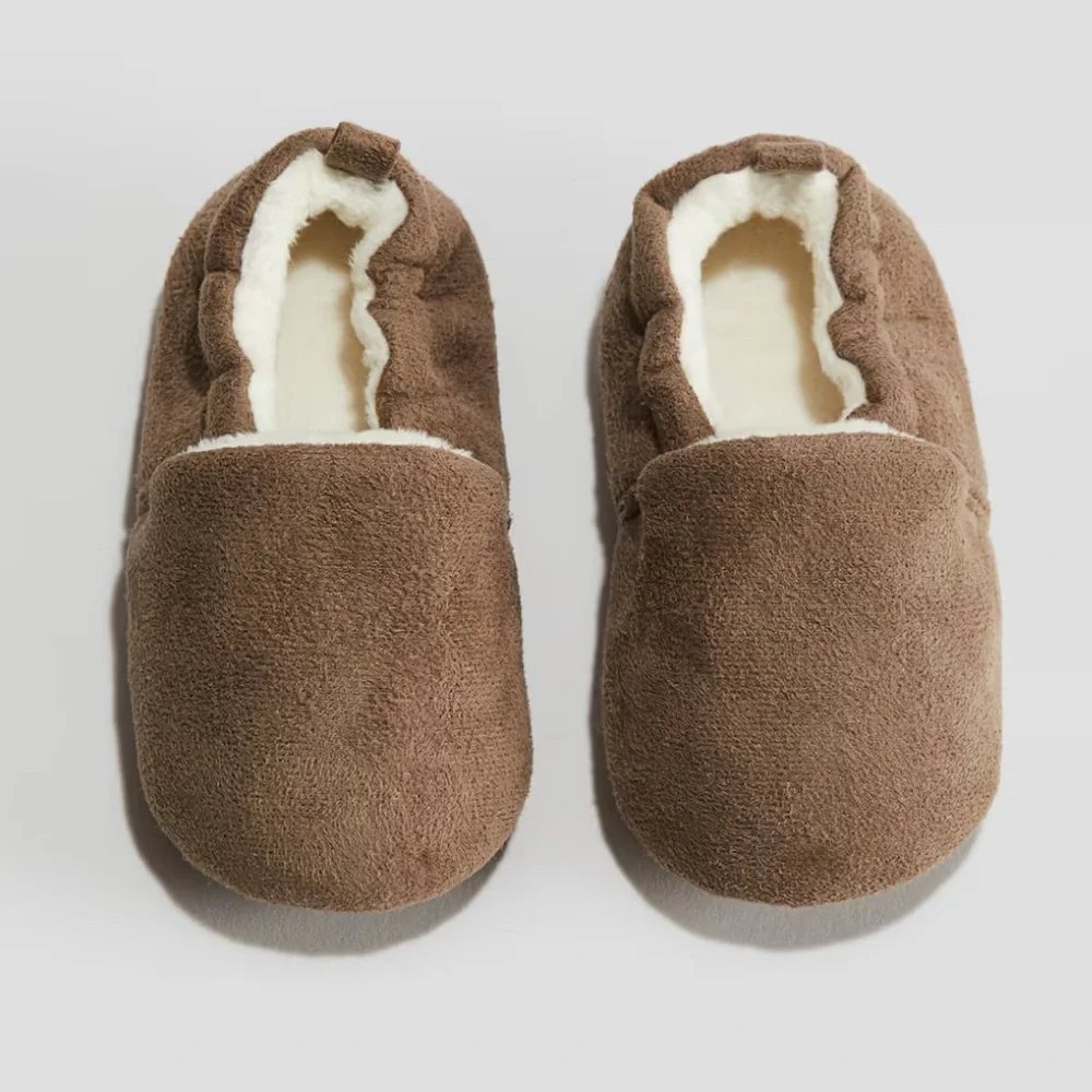 BNWT H&M BROWN ULTRA SUEDE COZY BABY BOOTIE SLIPPERS/CRIB SHOES SIZE 1-2 3-6M